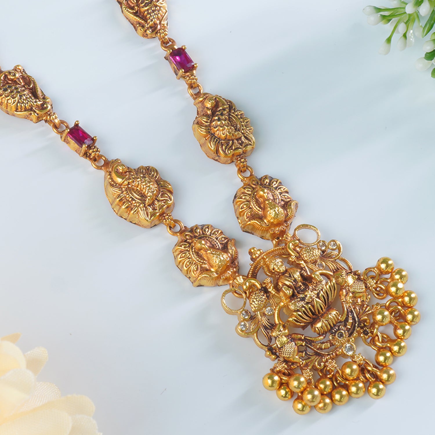 Silver Antique Gold Plated Short Necklace Design