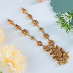 shop gold plated silver necklace design with laxmi and peacock imprints
