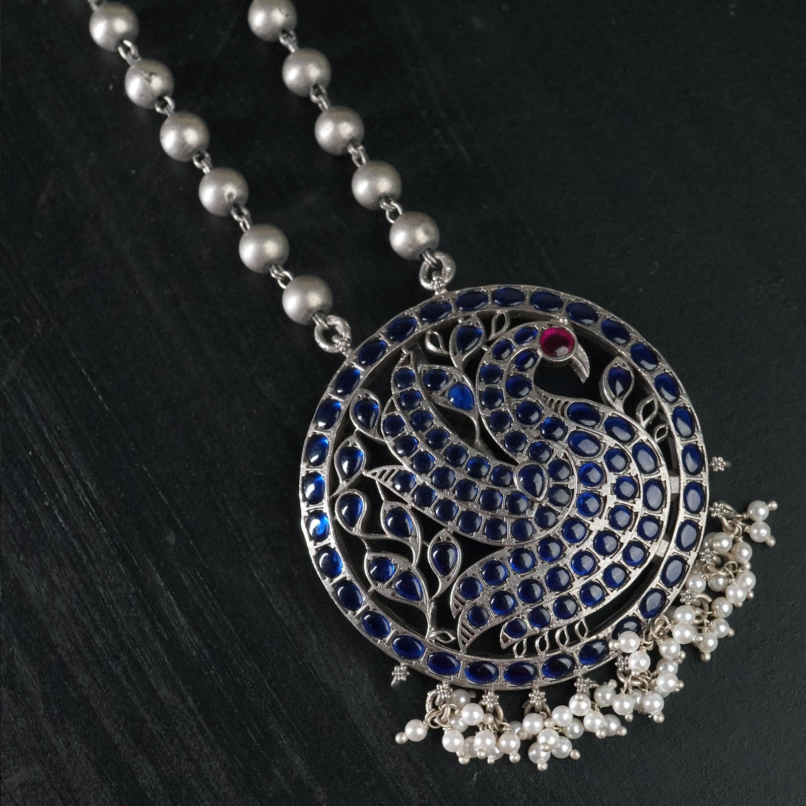 ethnic Indian silver necklace