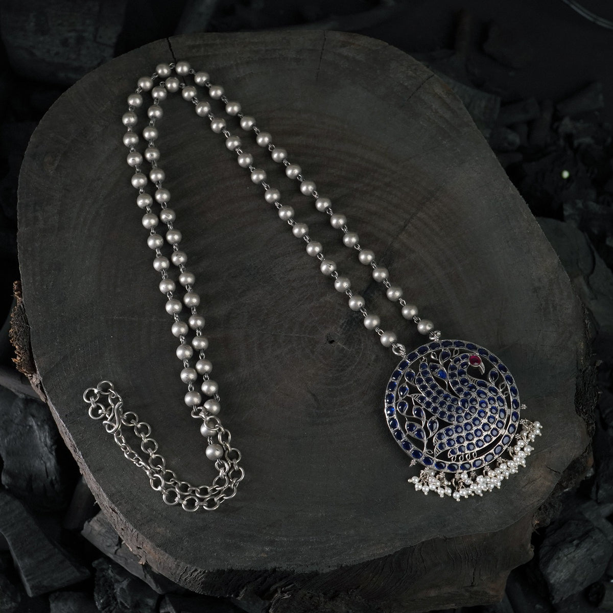 ethnic Indian silver necklace