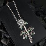 long ethnic indian silver necklace design