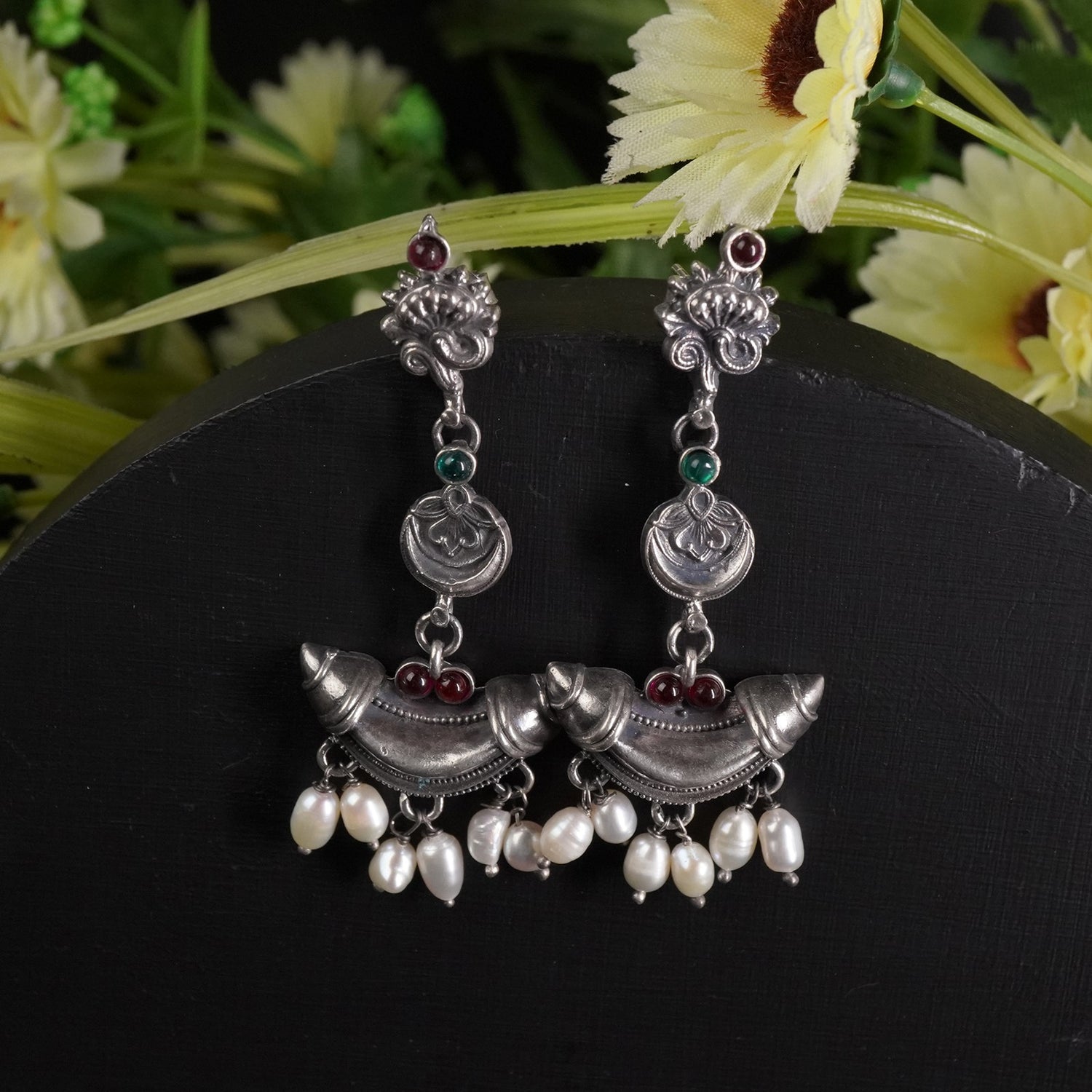 Long Silver Saaj Jhumkas Design