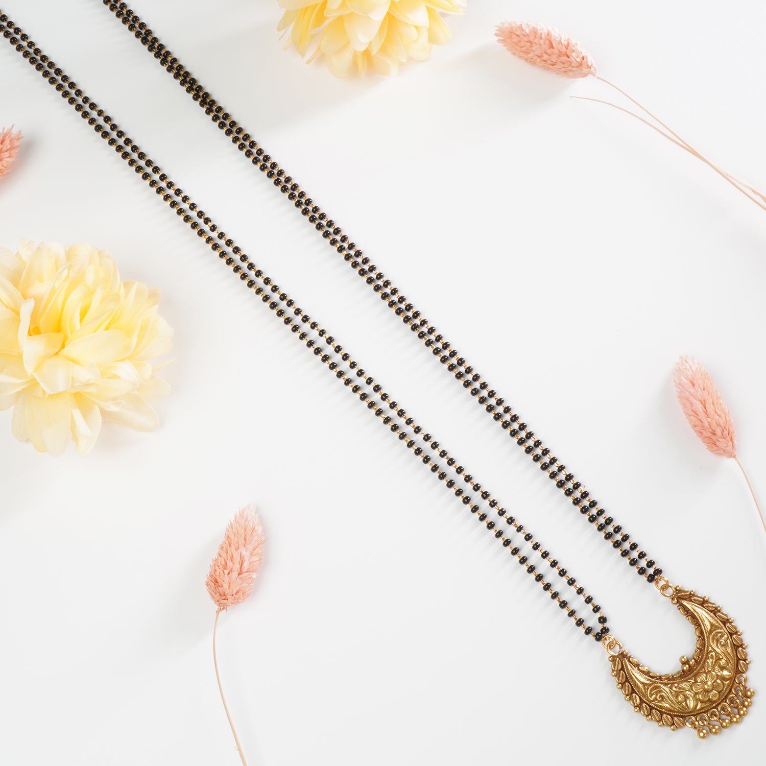 Pure silver gold plated mangalsutra design with Silver Chandrakor Pendant