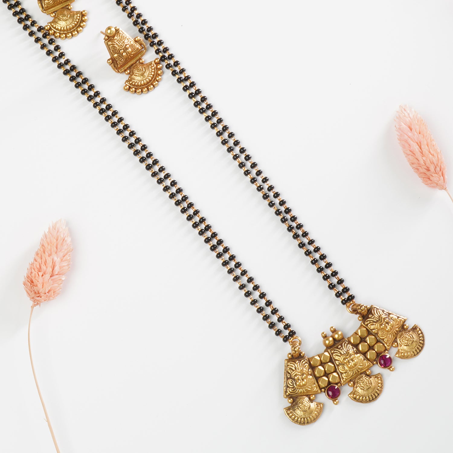 Pure silver gold plated mangalsutra design with Earrings