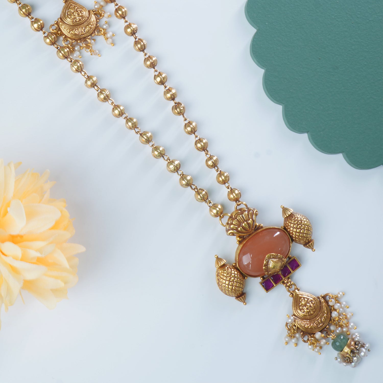 Shop Gold Plated Long 92.5 Silver Necklace Design With Matching Earrings