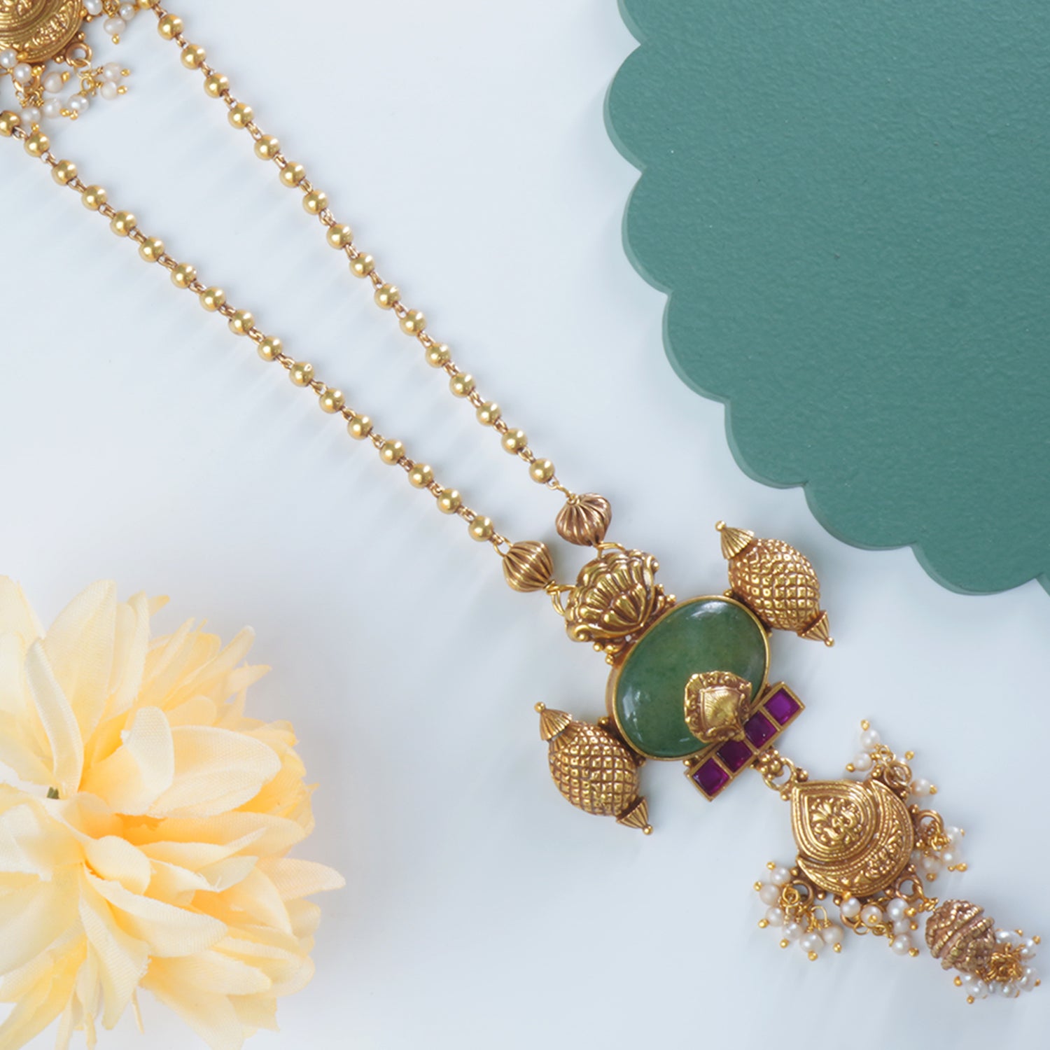 Shop Gold Plated Long Silver Necklace Design With Matching Earrings