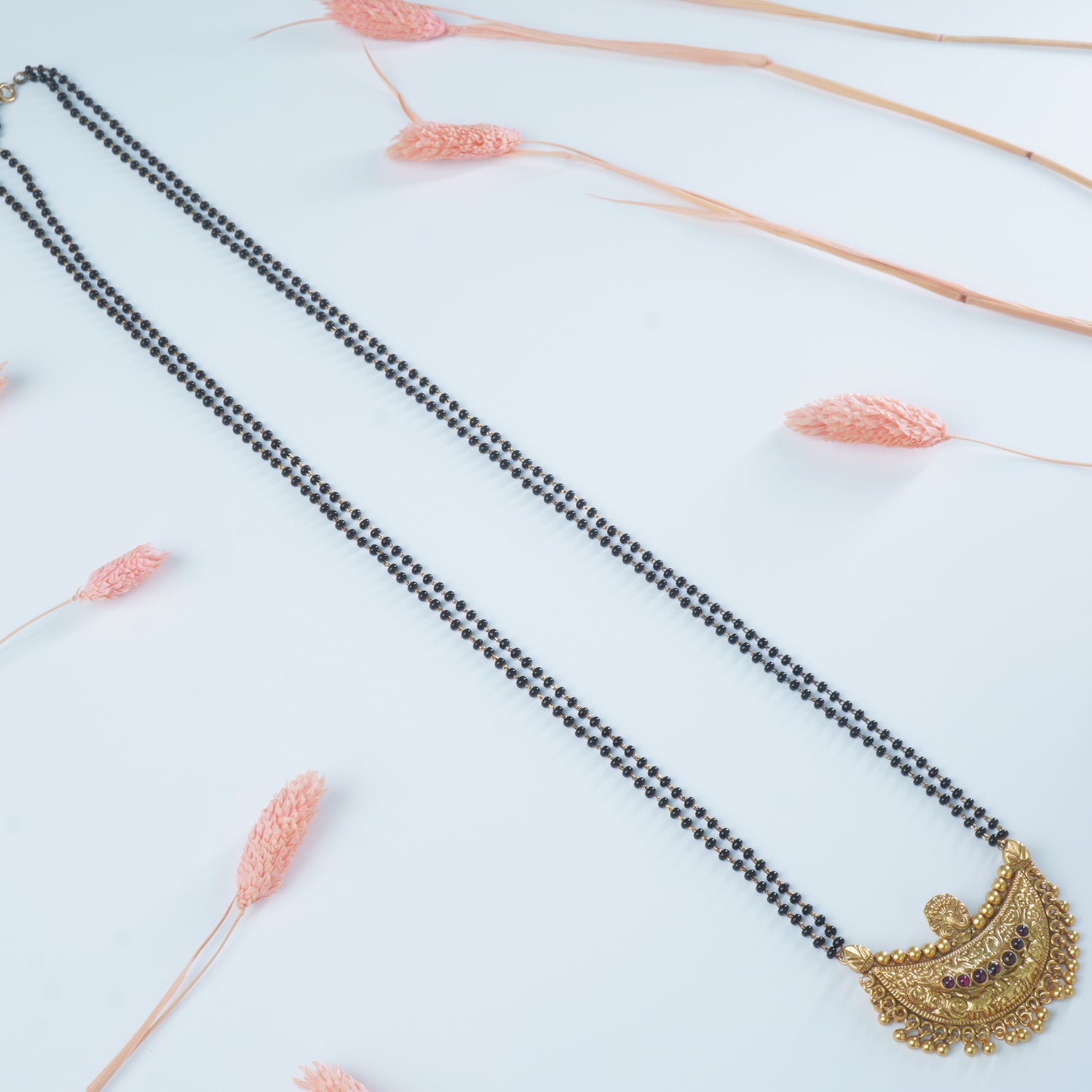 Gold Plated Silver Chain Mangalsutra With Chandrakor Pendant