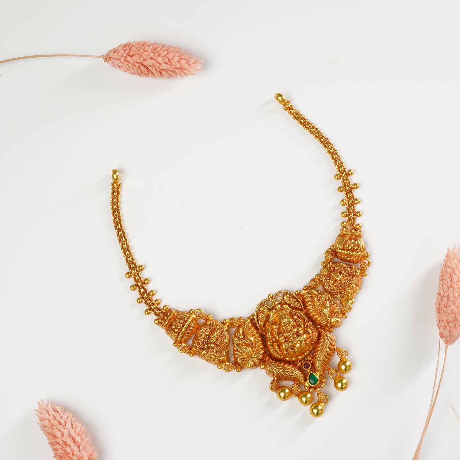 Buy Pure 925 Silver Matt Gheru Gold Plated Choker Necklace