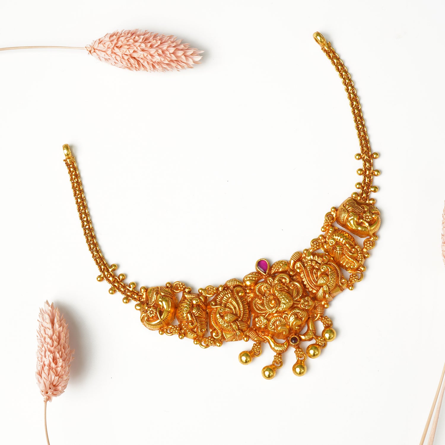 Shop Pure 925 Silver Matt Gheru Gold Plated Choker Necklace Designs With Price