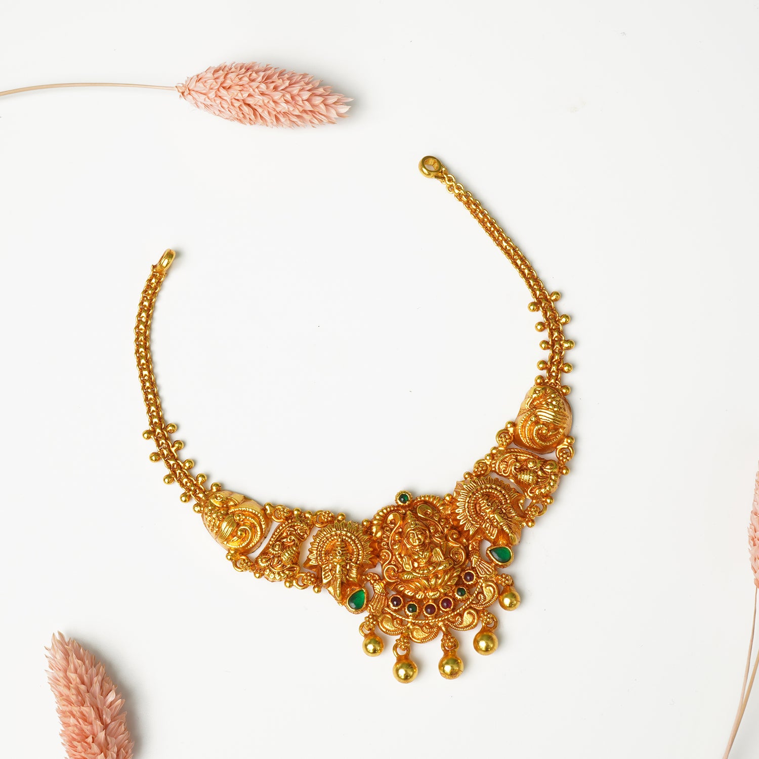 Shop And Buy Pure 925 Silver Matt Gheru Gold Plated Choker Necklace With Price