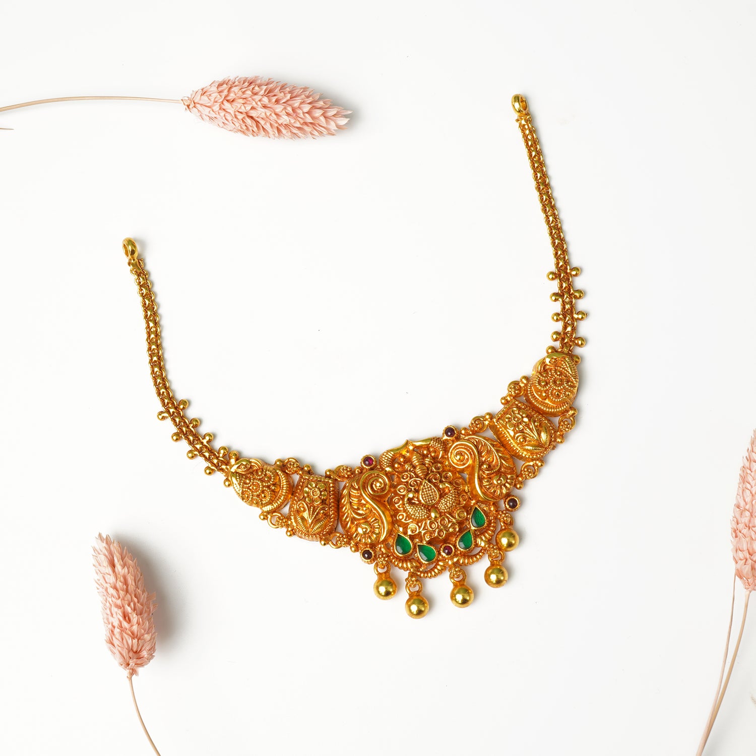 Buy Pure 925 Silver Matt Gheru Gold Plated Choker Necklace Designs