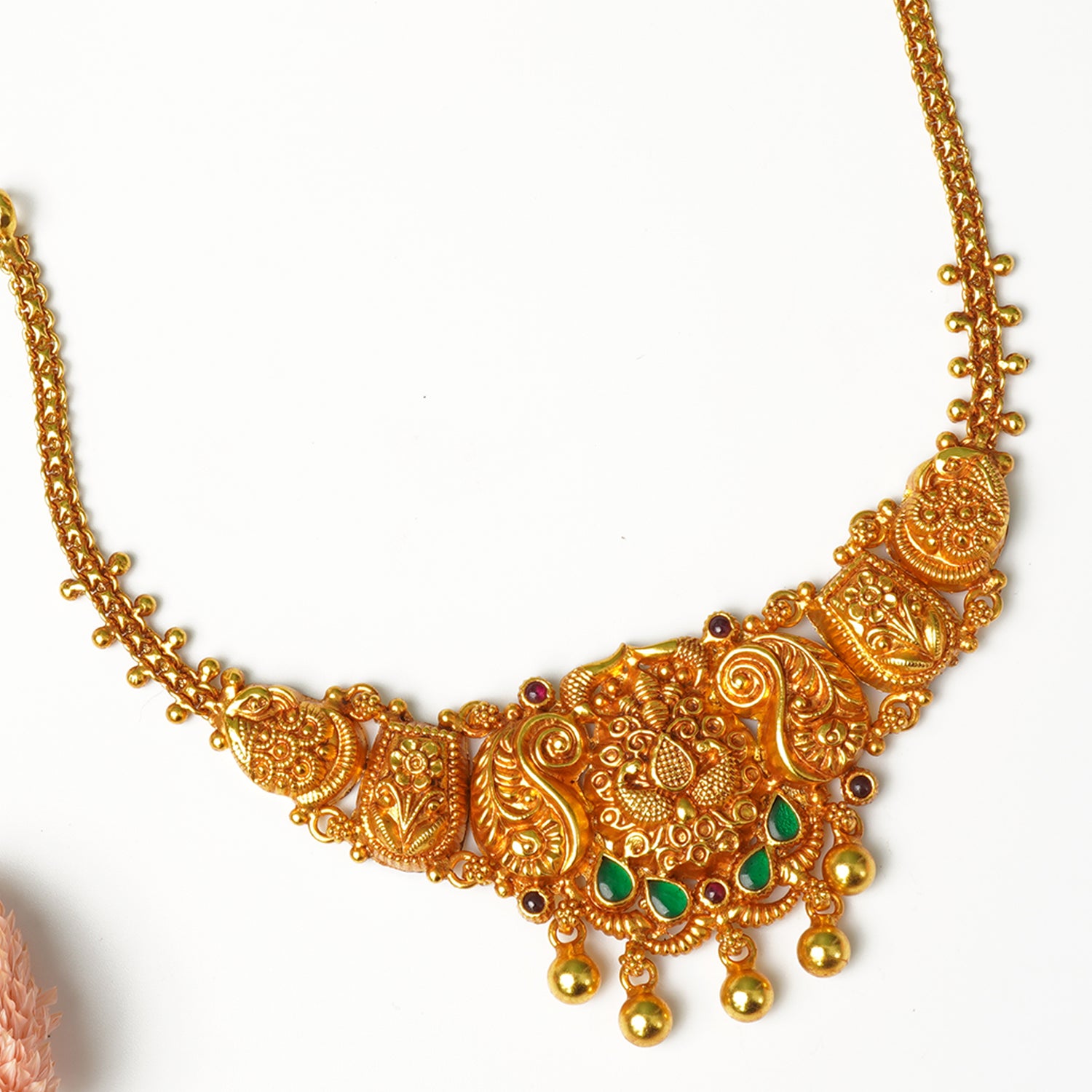 Buy Pure 925 Silver Matt Gheru Gold Plated Choker Necklace Designs