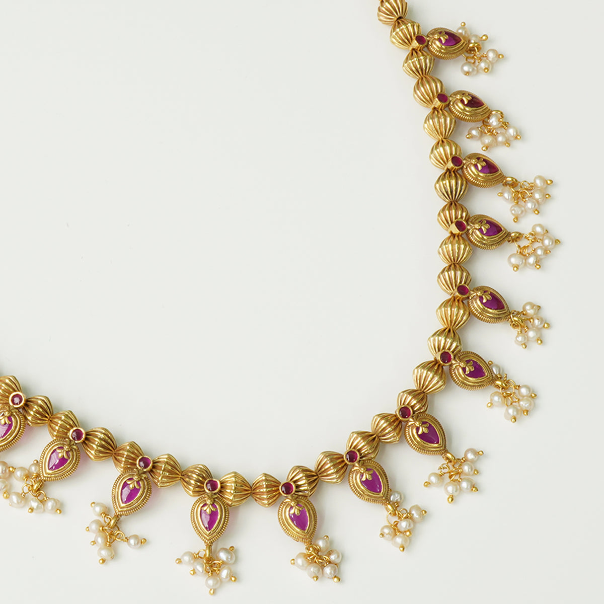 Pure 925 Silver Kolhapuri Saaj With Pearls Unique Pattern