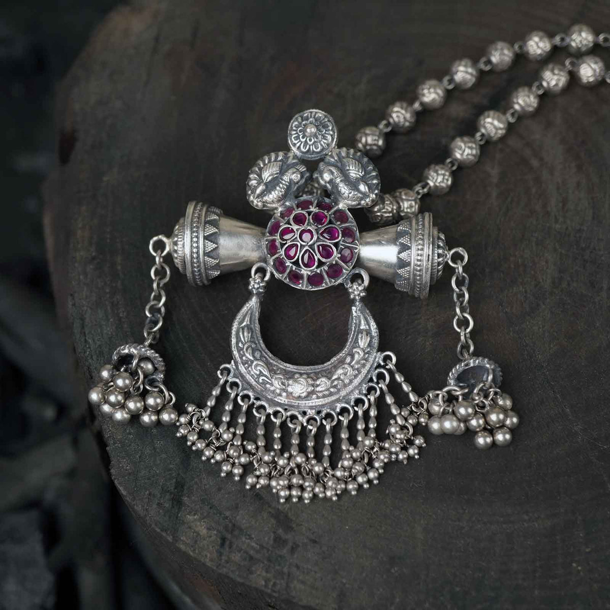 mohan mala necklace with exquisite silver pendant