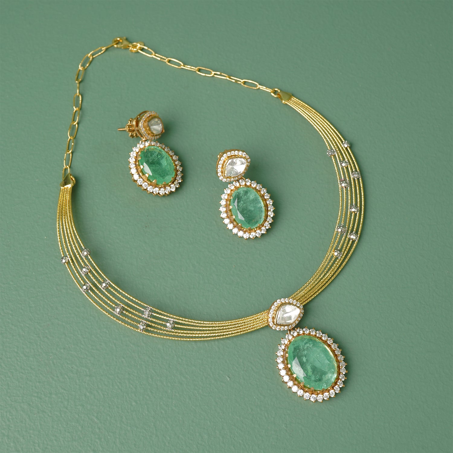 Buy Pure 925 Silver Gold Plated Kanthi Moissanite Necklace