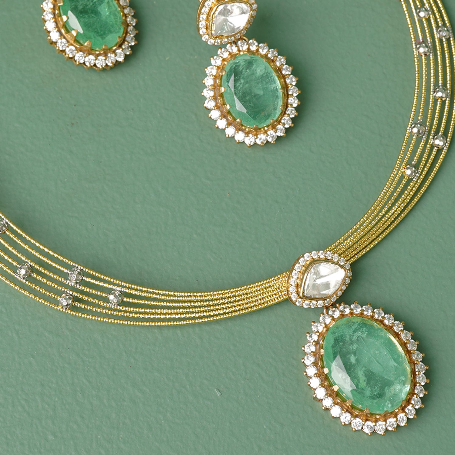 Buy Pure 925 Silver Gold Plated Kanthi Moissanite Necklace