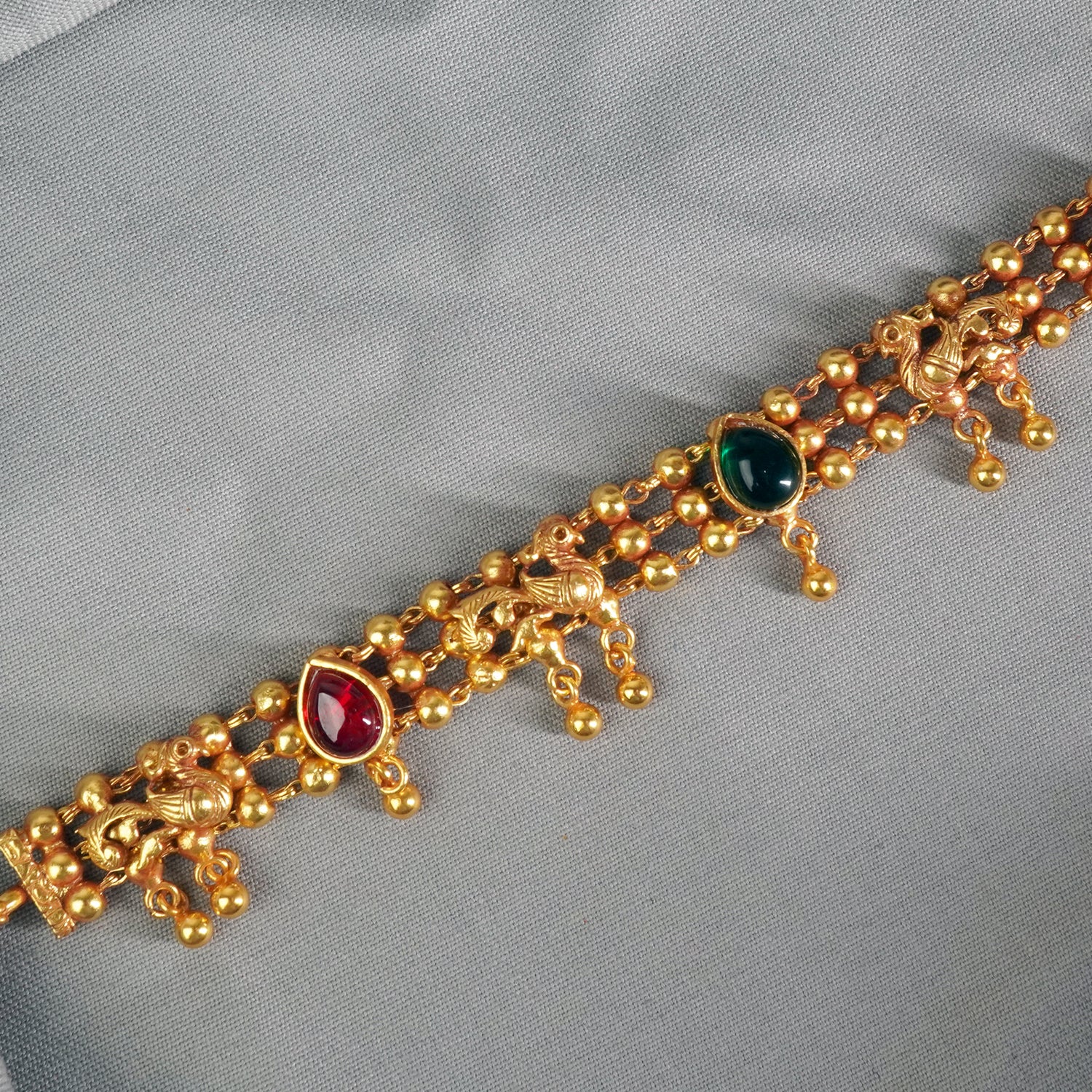 Pure Silver Matt Gheru Finish Gold Plated Ball Chain Choker