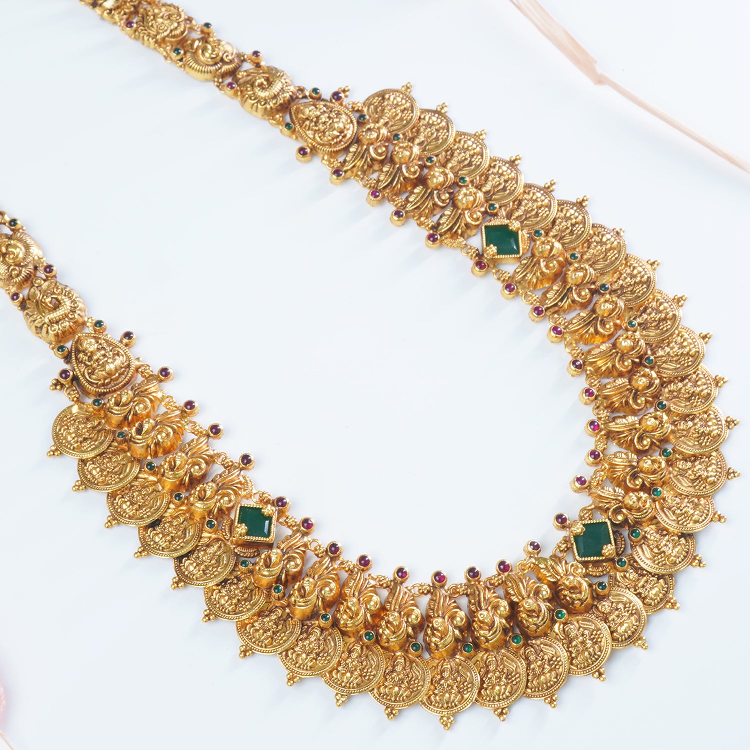 Silver Gold Plated Long Kasu Haar Design