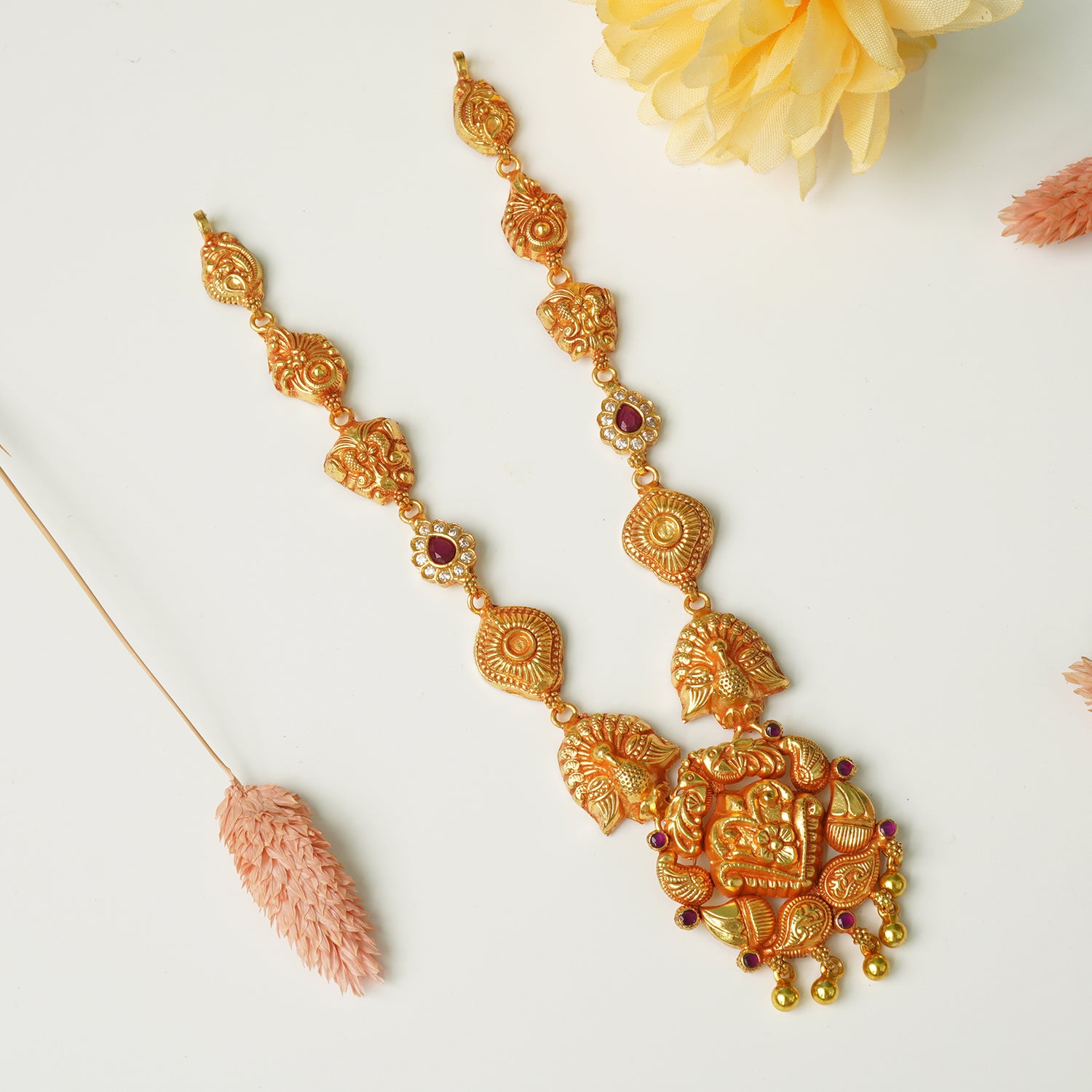 Shop and buy Pure 925 Silver Gheru Gold Plated Light Weight Necklace Design