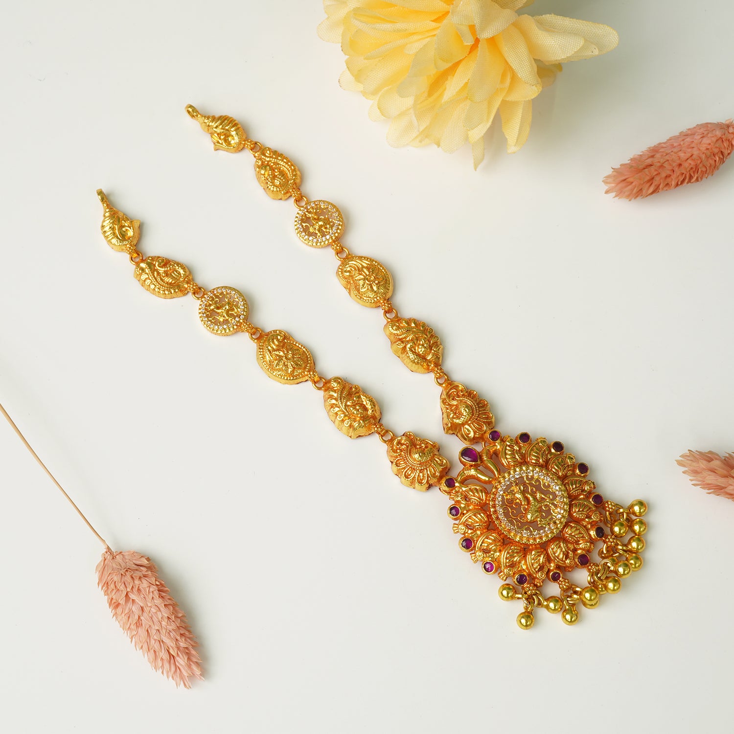 Shop Pure 925 Silver Gheru Gold Plated Light Weight Necklace Design