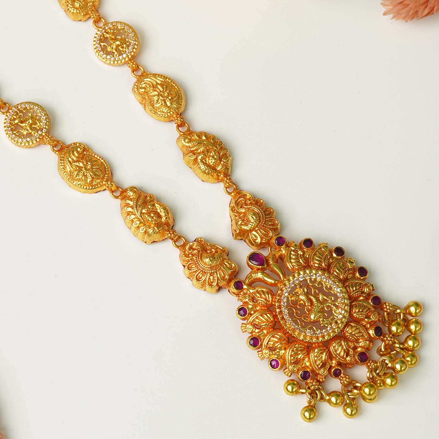 Shop Pure 925 Silver Gheru Gold Plated Light Weight Necklace Design