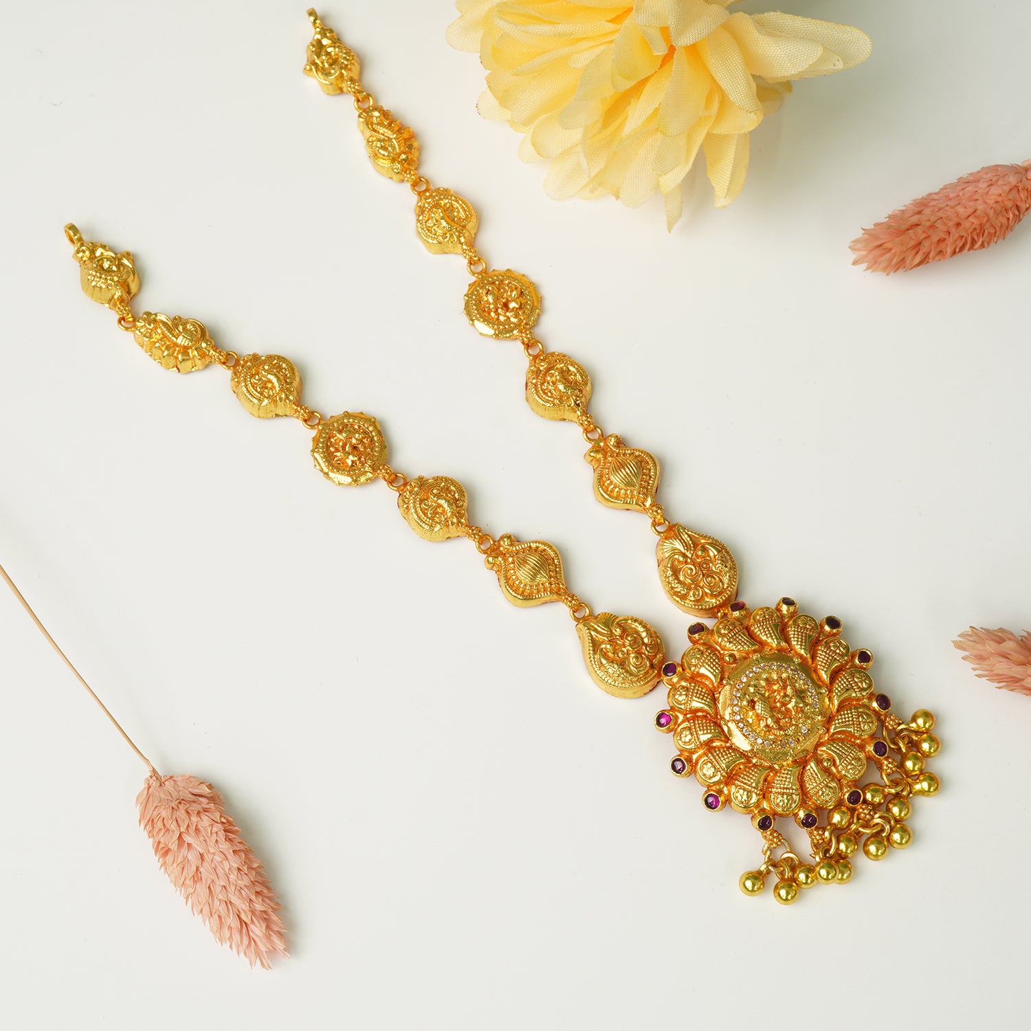 Buy Pure 925 Silver Gheru Gold Plated Light Weight Necklace Online
