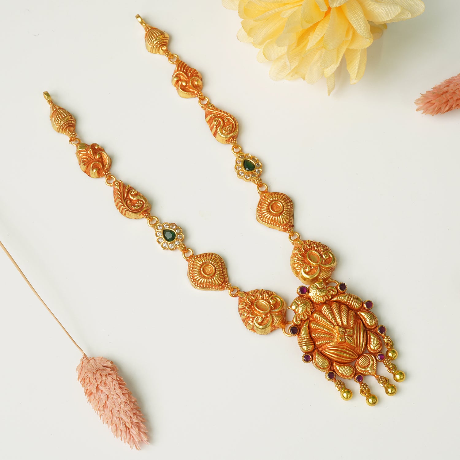 Buy Pure 925 Silver Gheru Gold Plated Light Weight Necklace Design