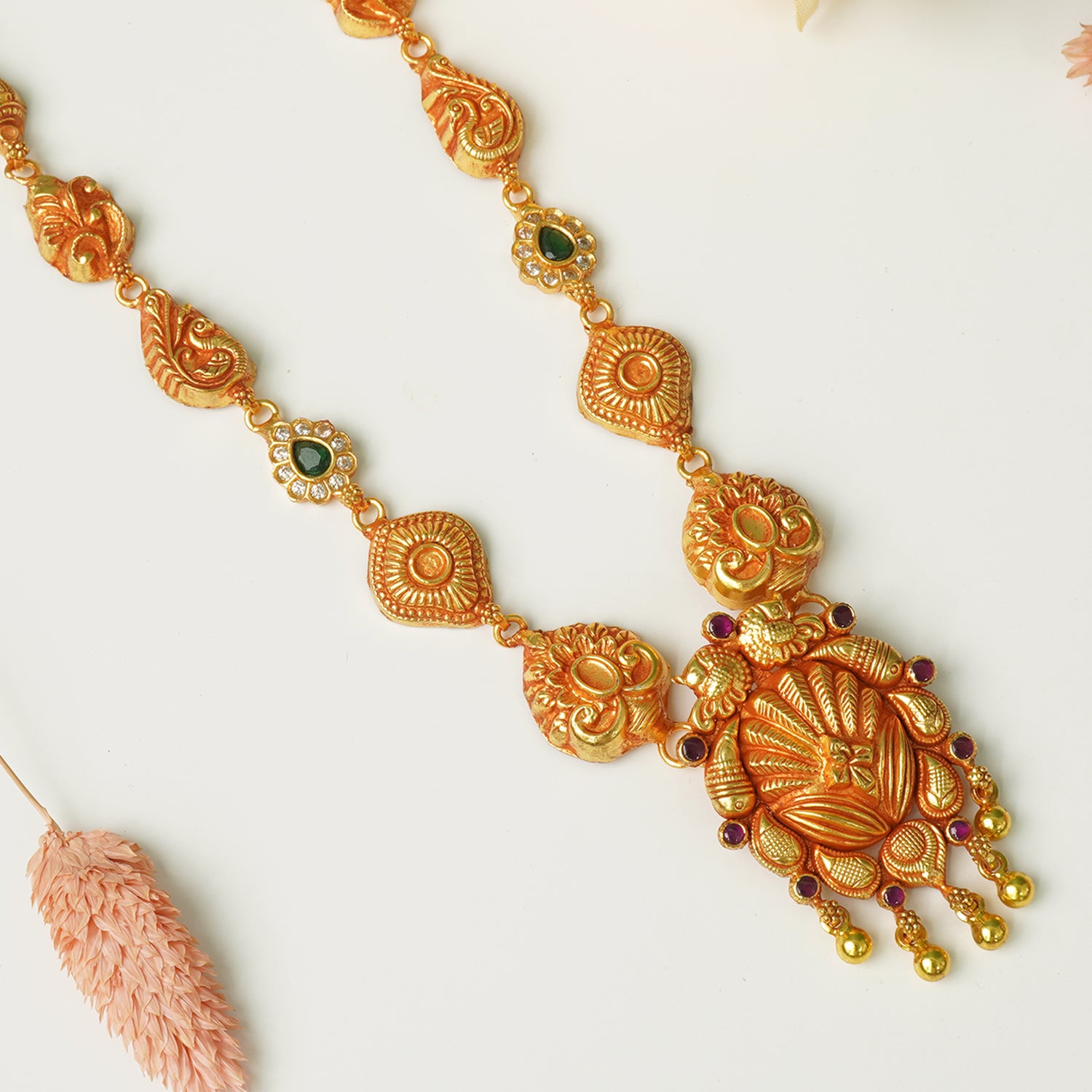 Buy Pure 925 Silver Gheru Gold Plated Light Weight Necklace Design
