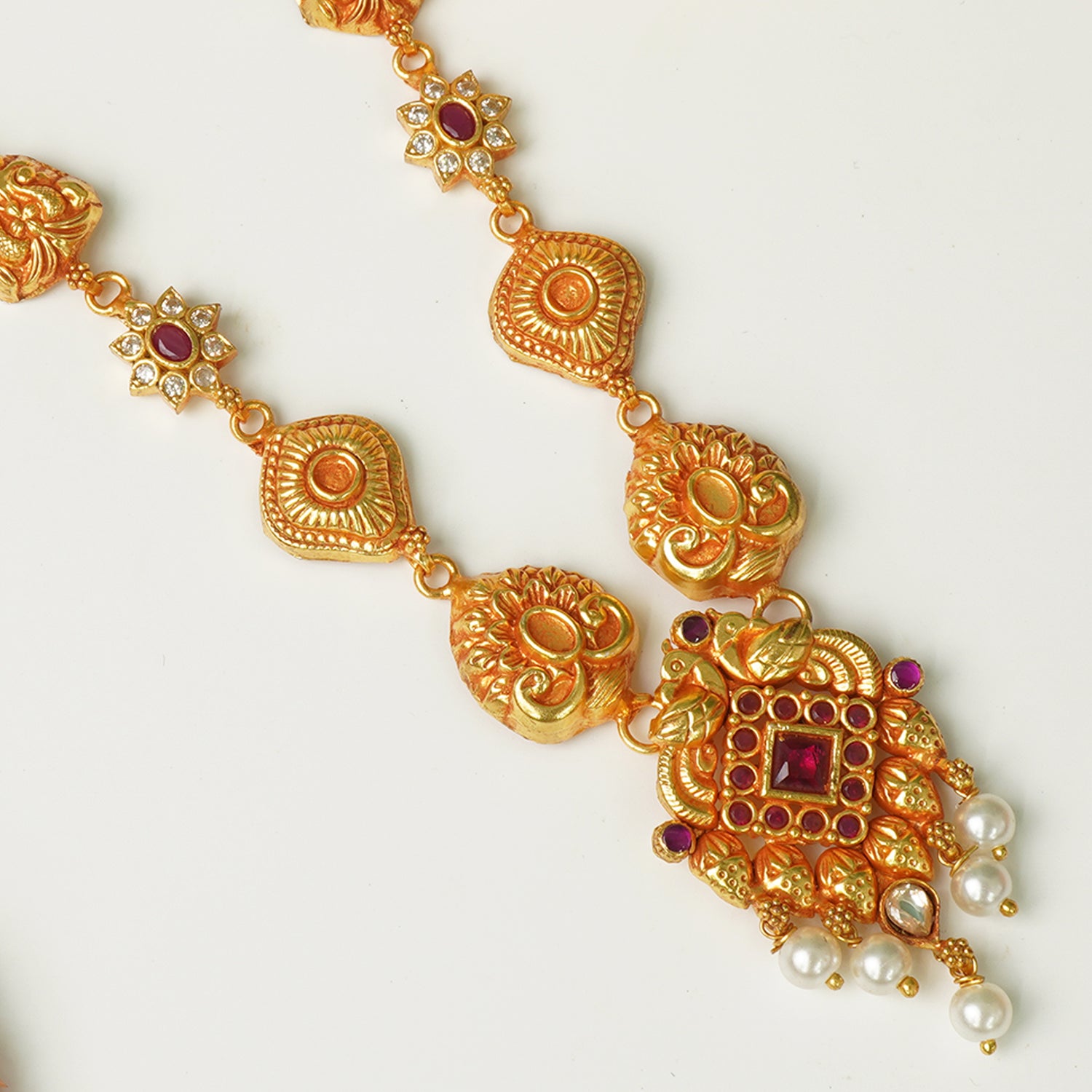 Shop Pure 925 Silver Gheru Gold Plated Light Weight Necklace Designs