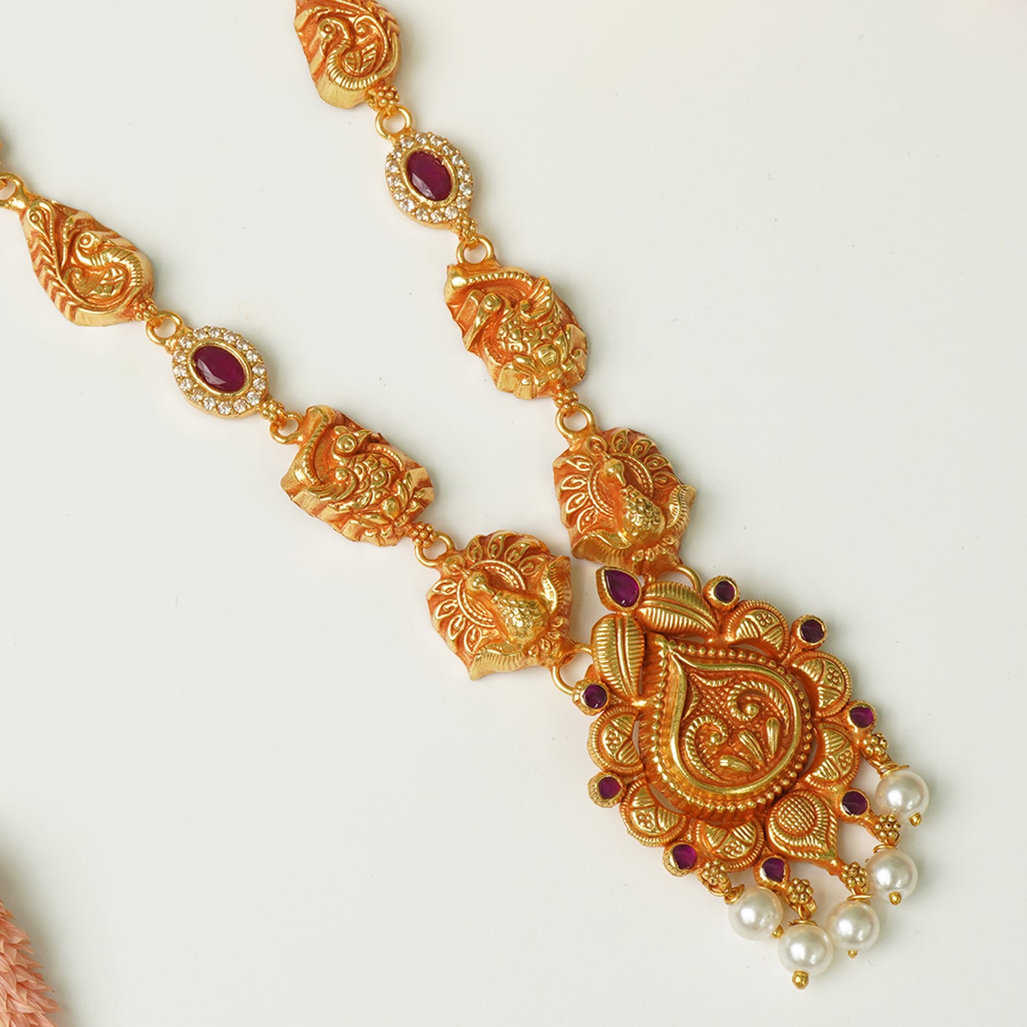Shop Pure 925 Silver Gheru Gold Plated Light Weight Necklace Design With Pearls