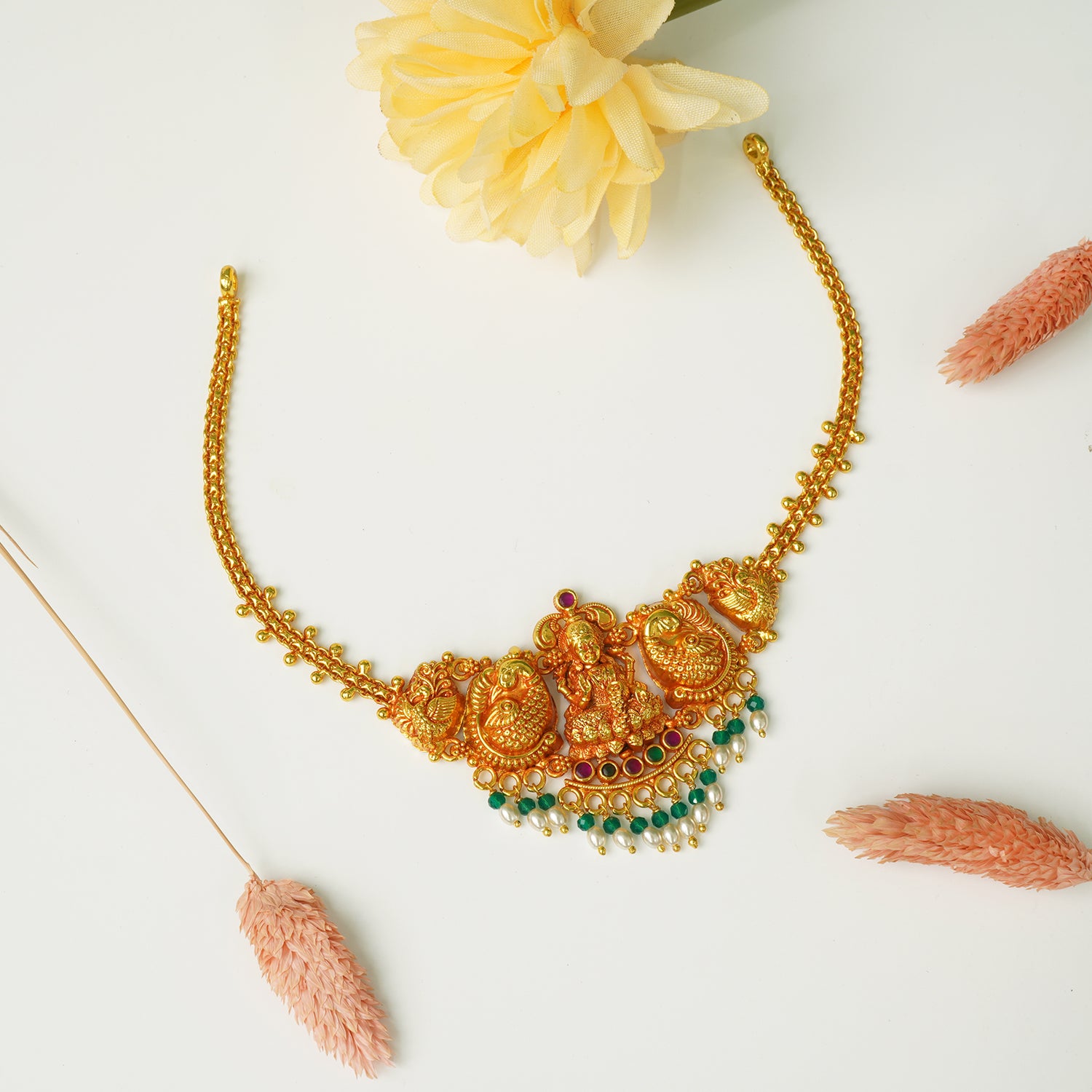 Buy Pure 925 Silver Matt Gheru Gold Plated Choker Necklace Designs With Price
