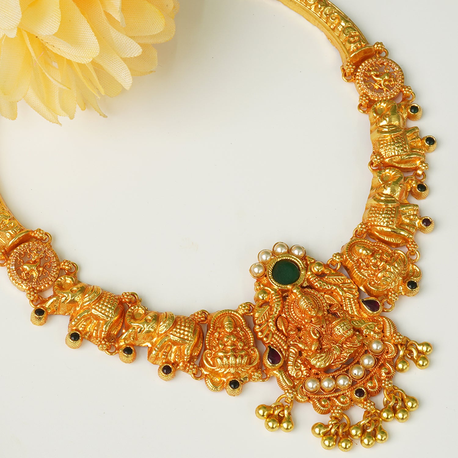 Buy Silver Gheru Gold Plated Short Necklace