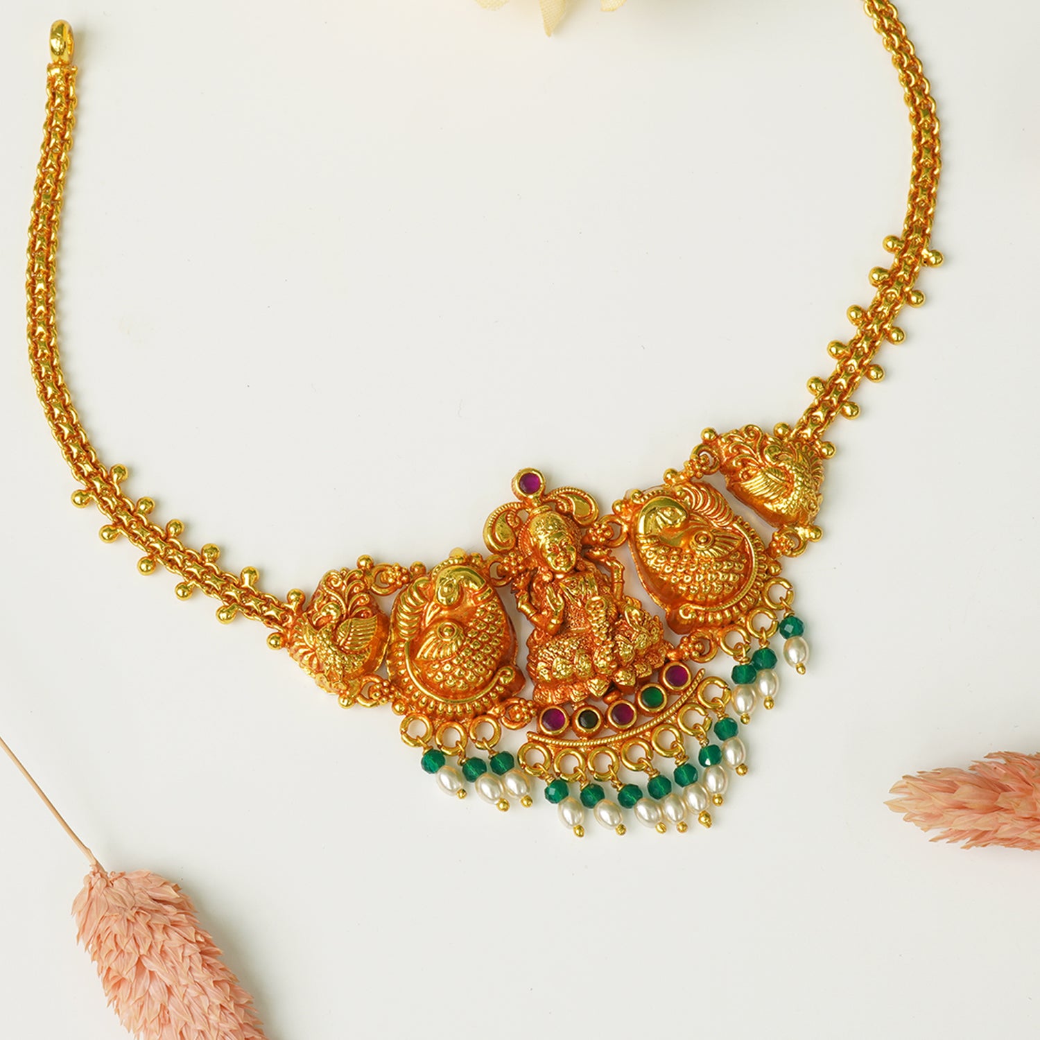 Buy Pure 925 Silver Matt Gheru Gold Plated Choker Necklace Designs With Price