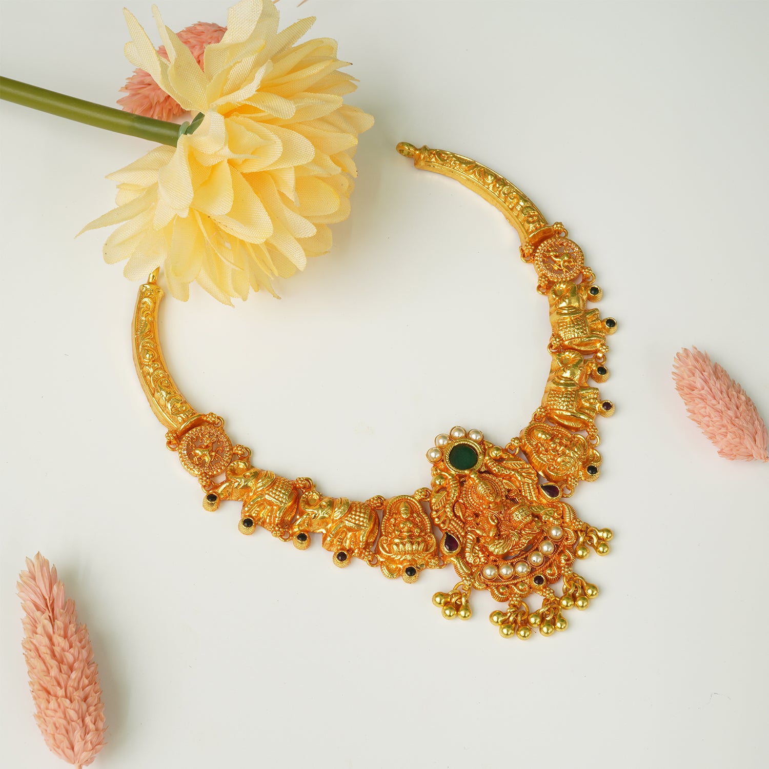 Buy Silver Gheru Gold Plated Short Necklace