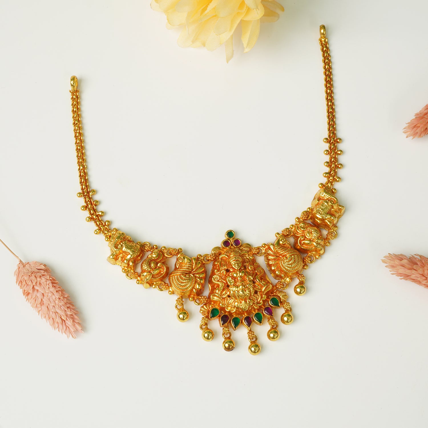 Shop And Buy Pure 925 Silver Matt Gheru Gold Plated Choker Necklace With Price