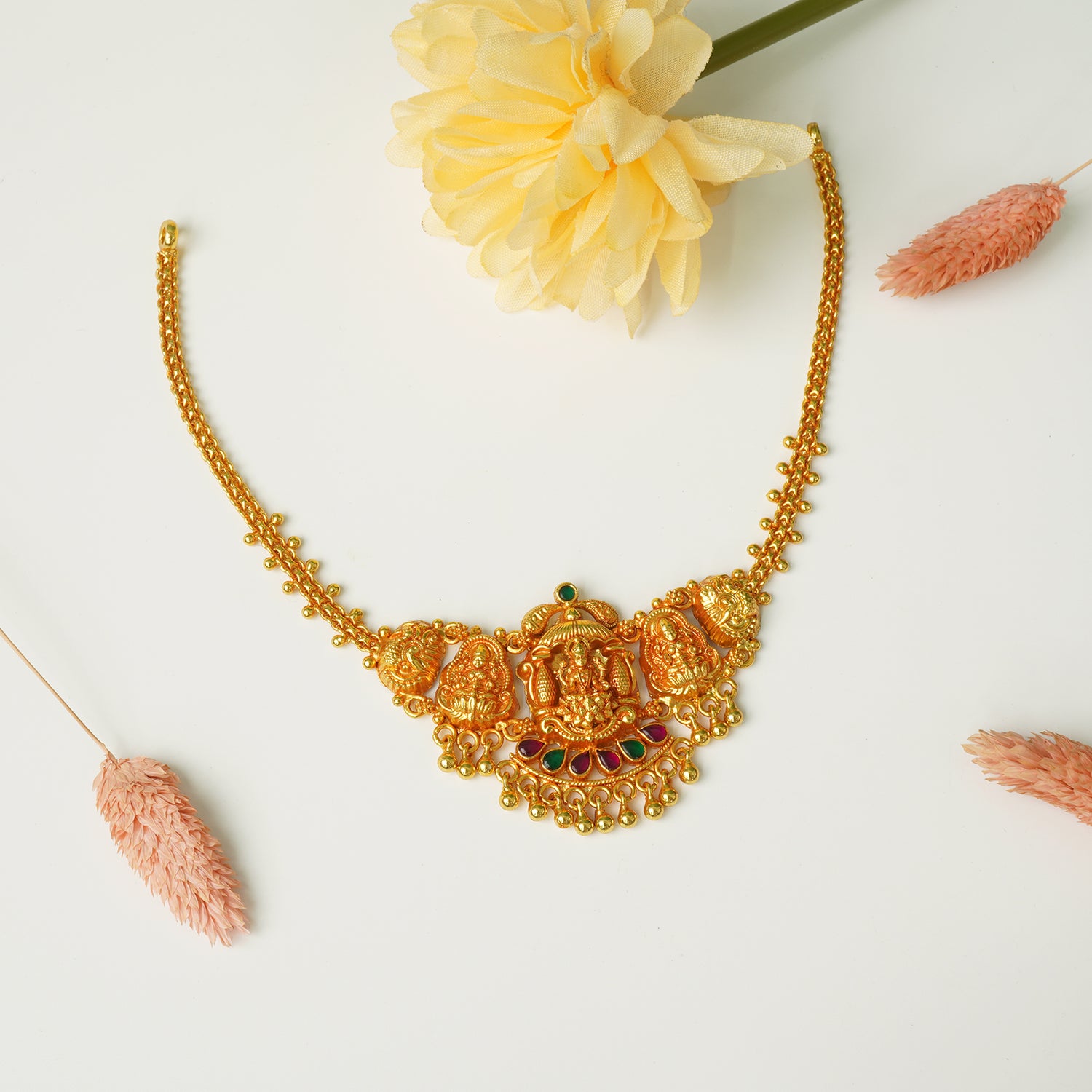 Pure 925 Silver Matt Gheru Gold Plated Choker Necklace