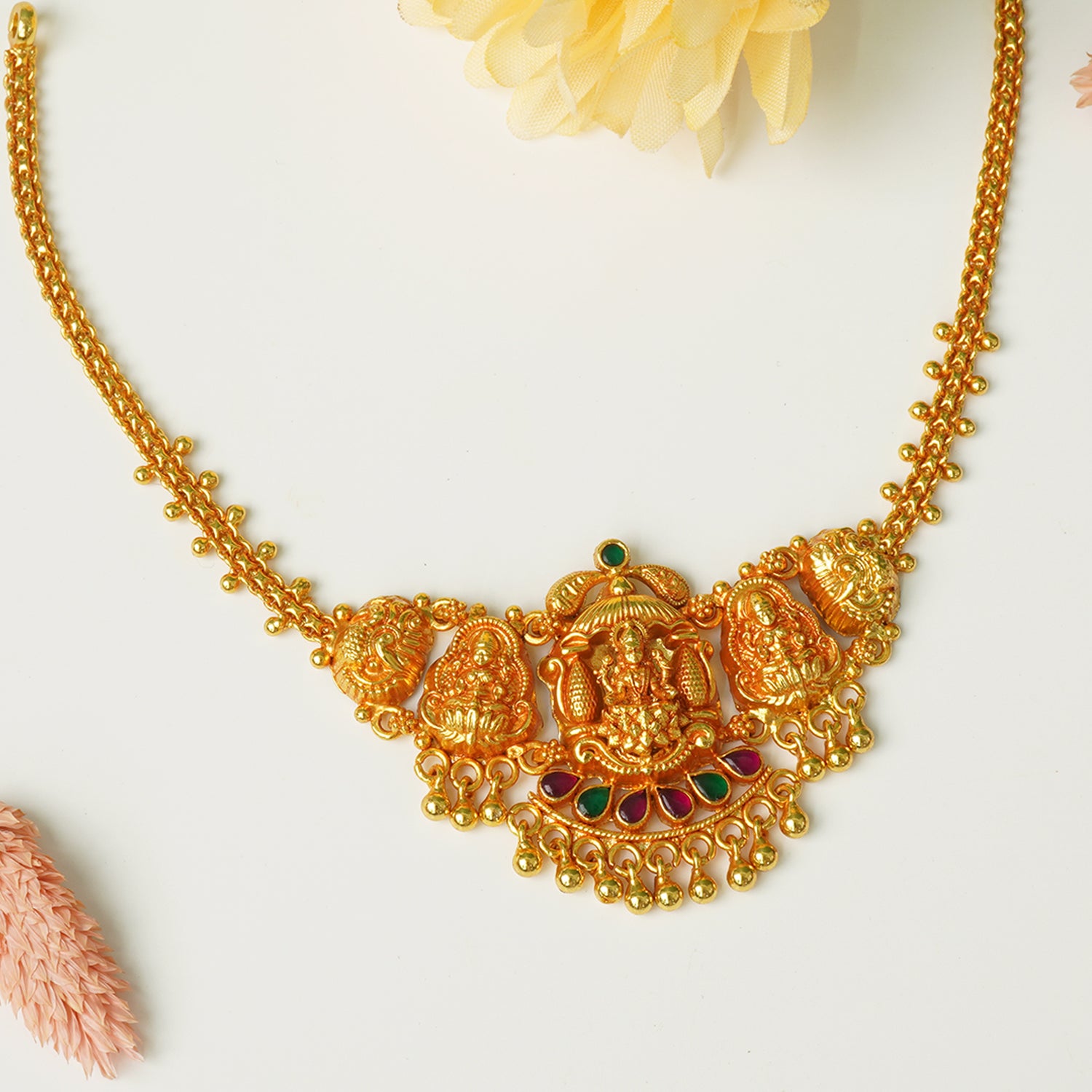 Pure 925 Silver Matt Gheru Gold Plated Choker Necklace