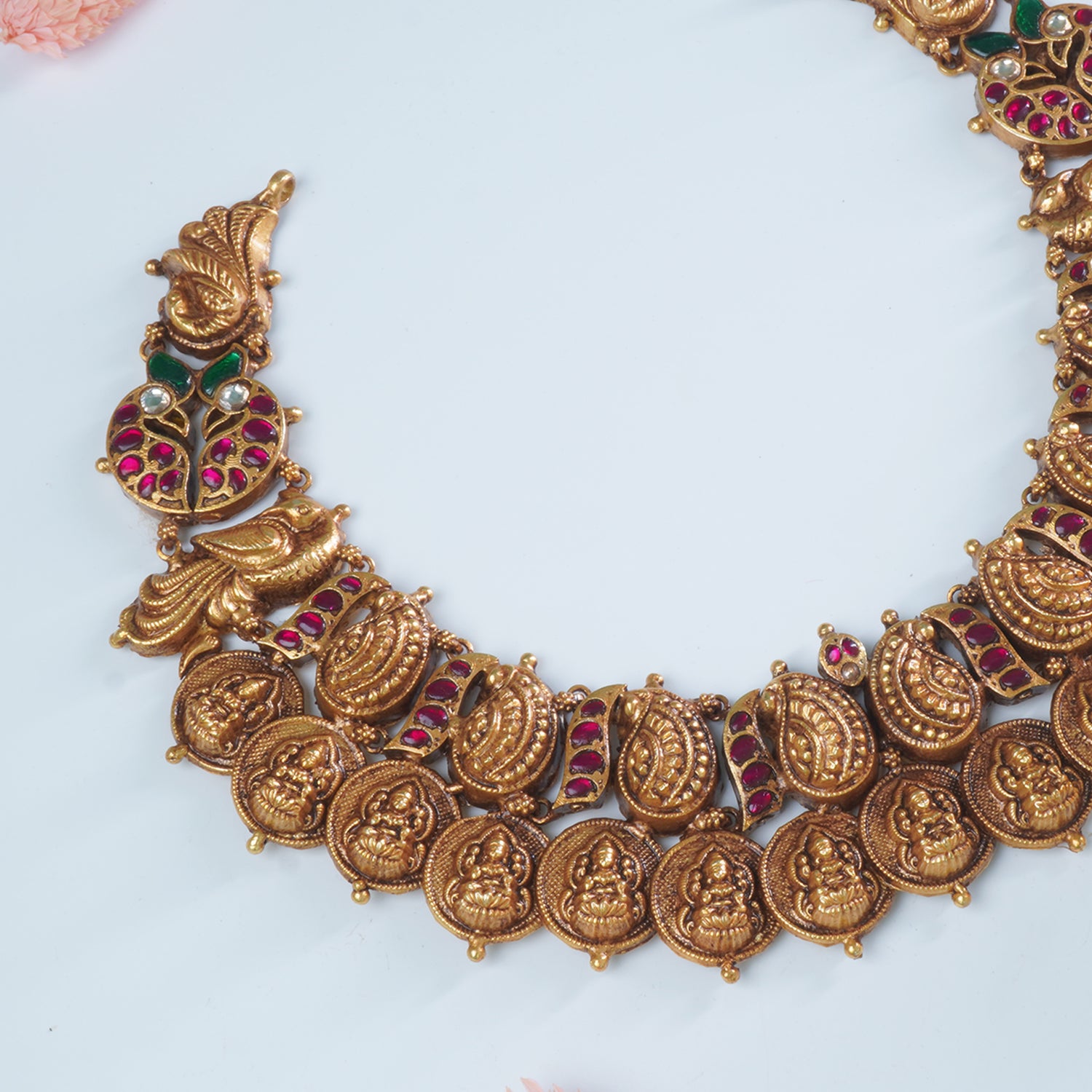 Silver Gold Plated Antique Nagas Kaasu Haar