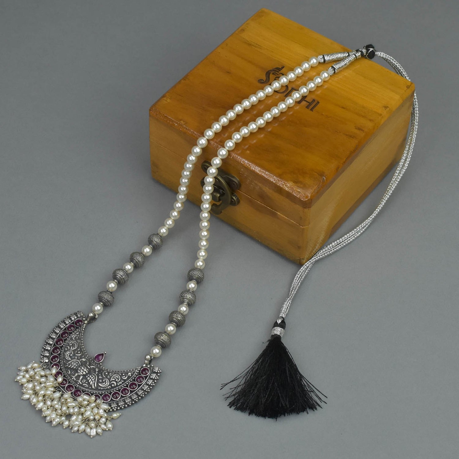 Pearl Necklace Chand Peacock Pendant