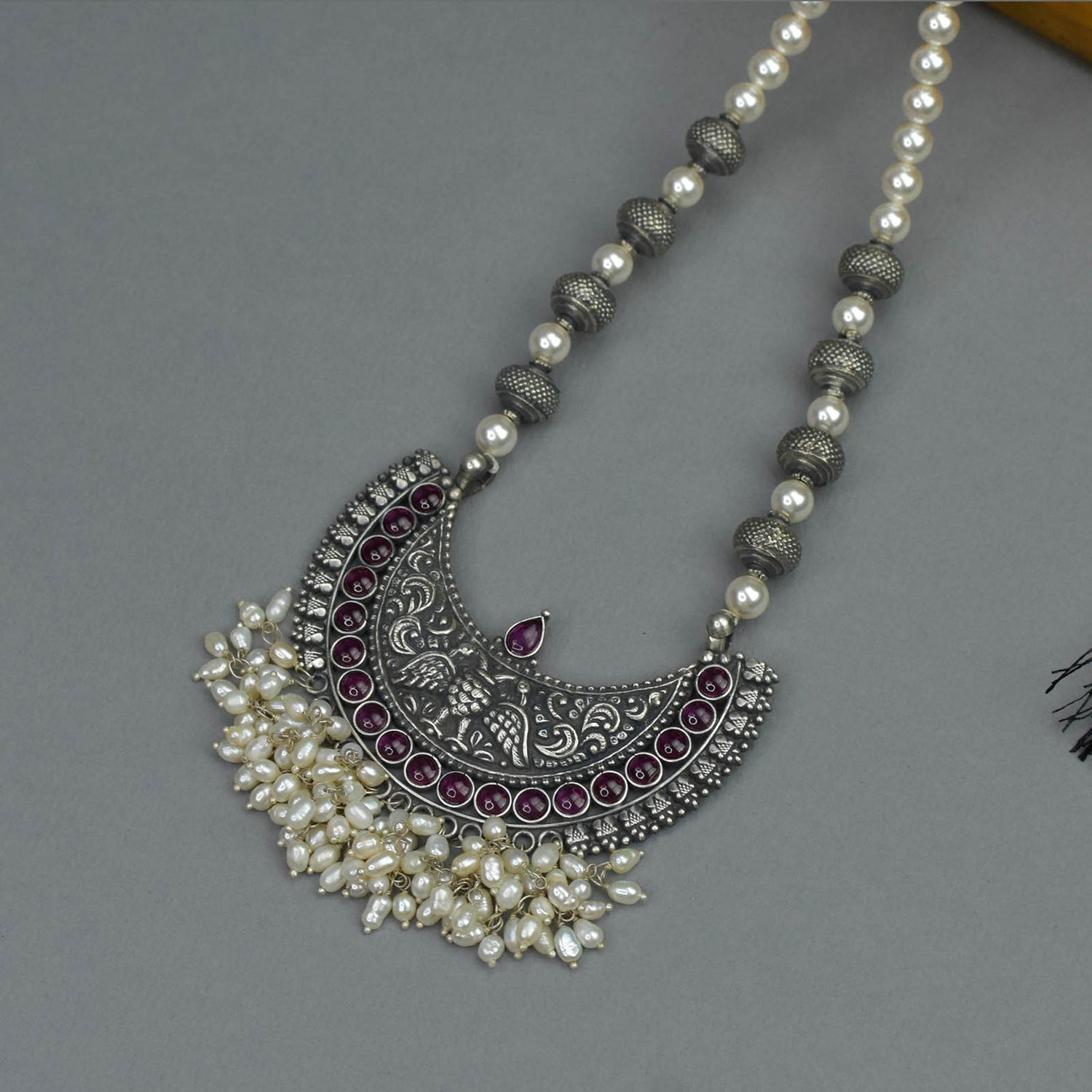 Pearl Necklace Chand Peacock Pendant