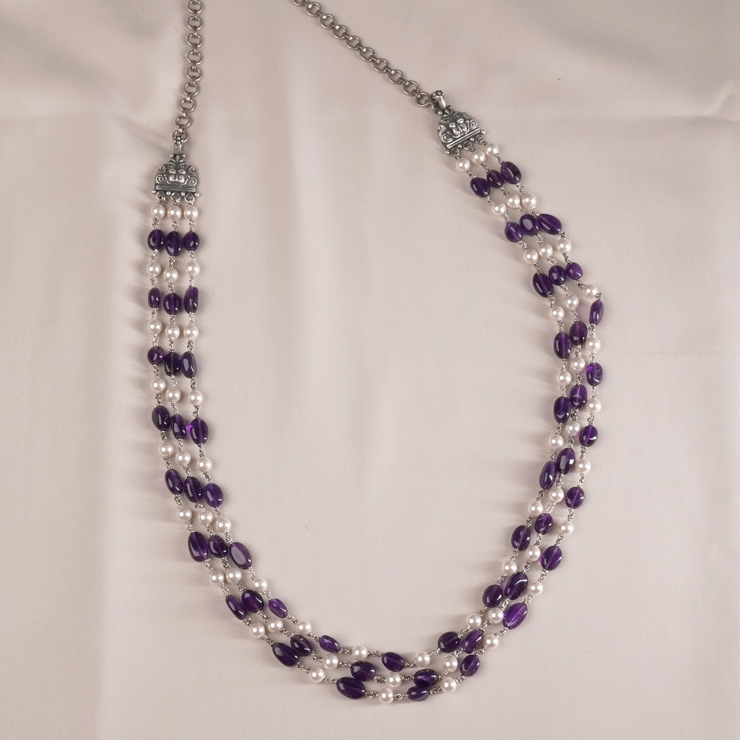 Silver Amethyst beads Necklace