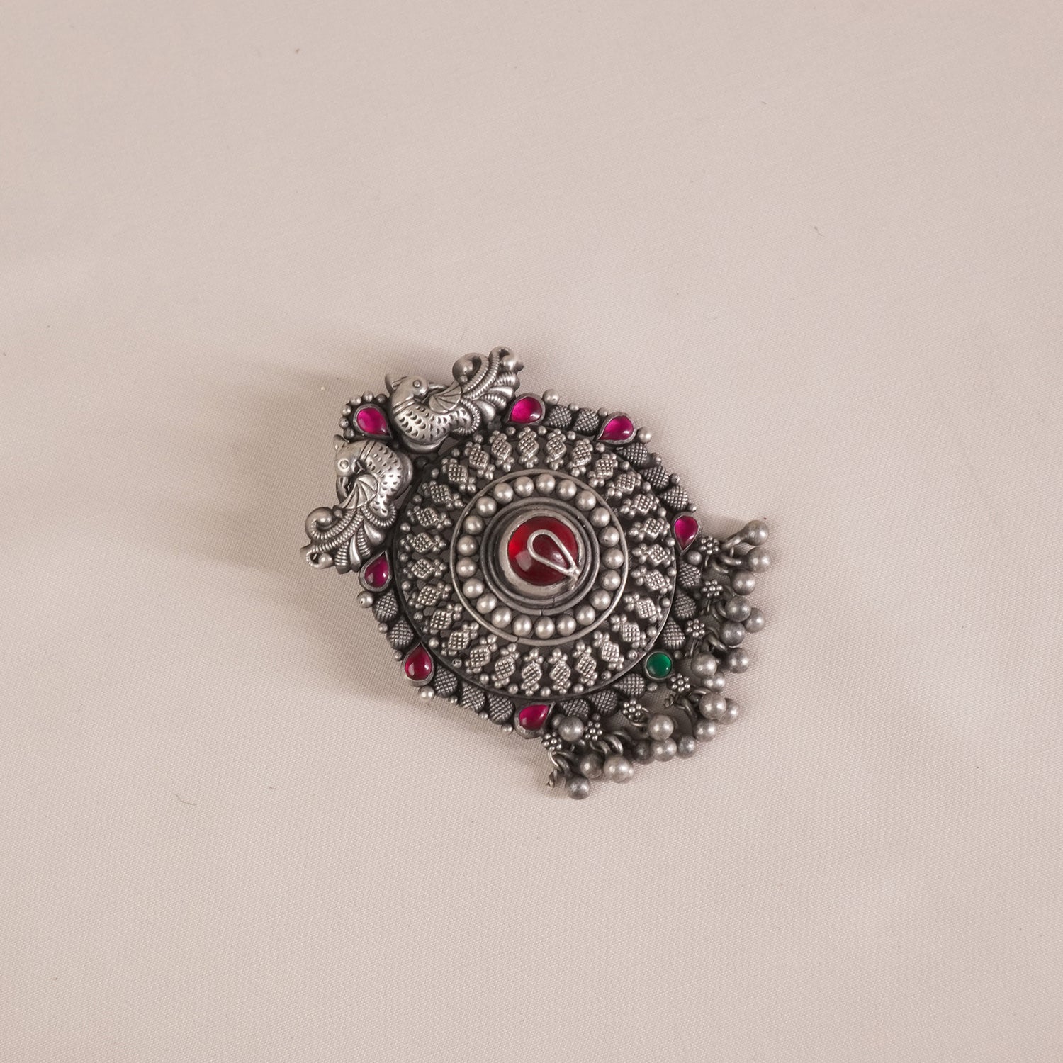 Silver Pendant With Silver Ghungroos