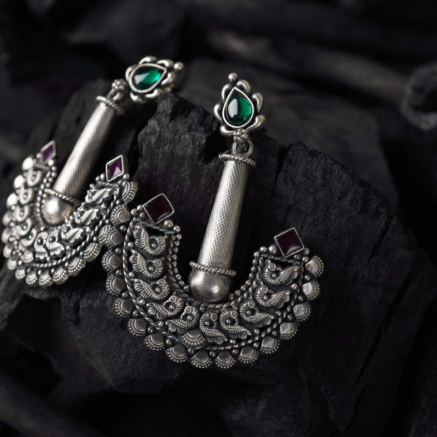 medium silver jhumki