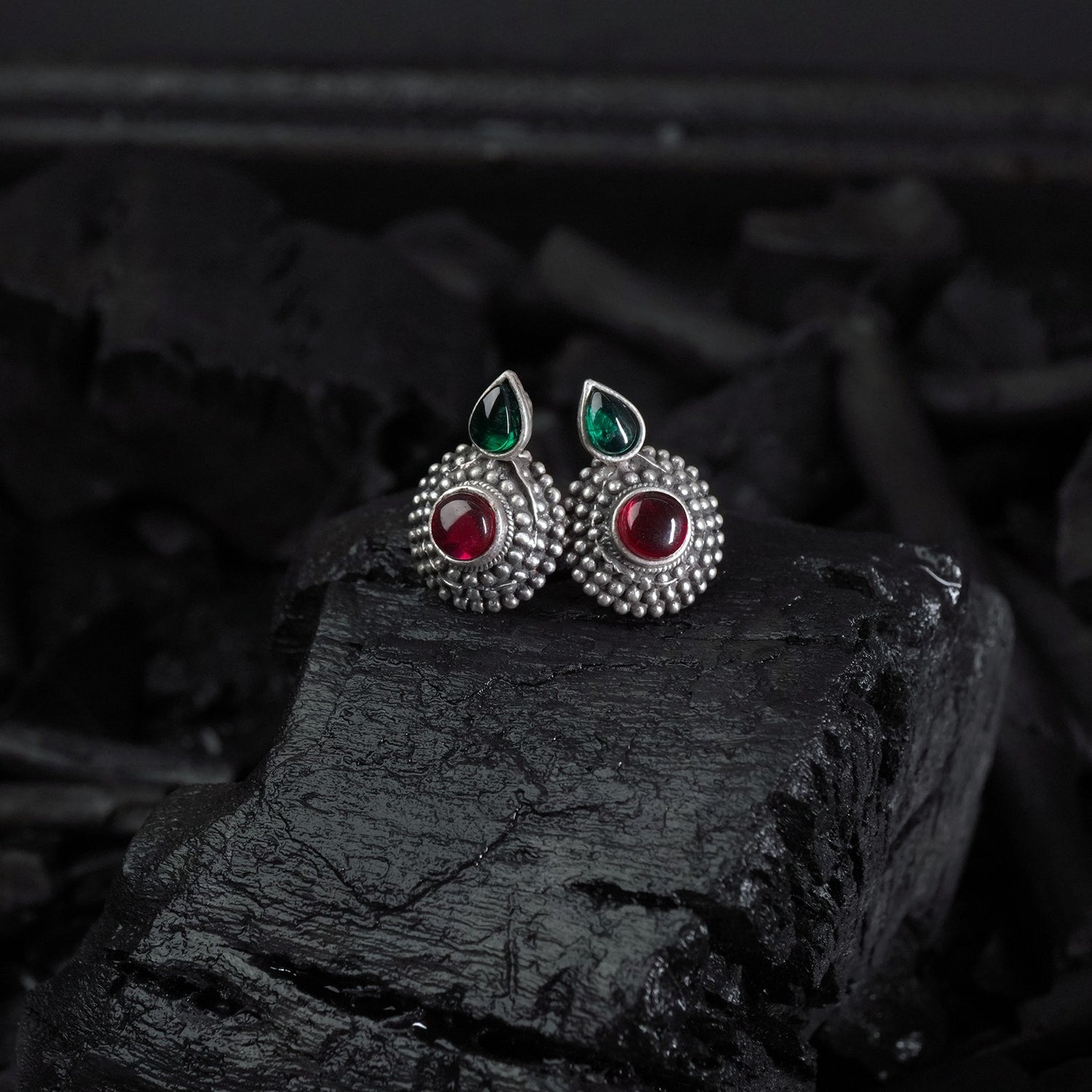 Pure Silver Oxidised Stud Earrings