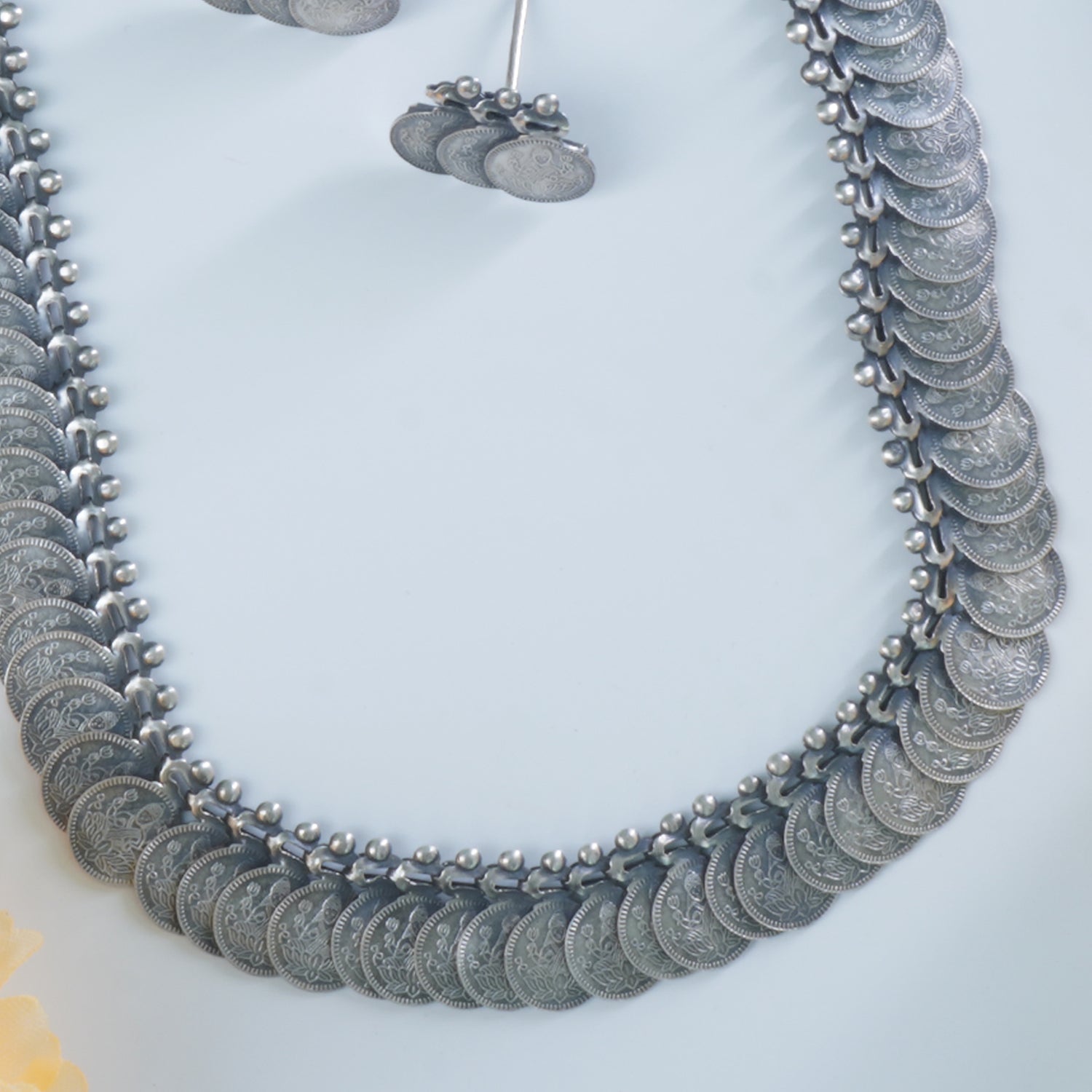 Silver Putli Haar | Silver Coin Necklace Short