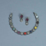 silver navratna necklace