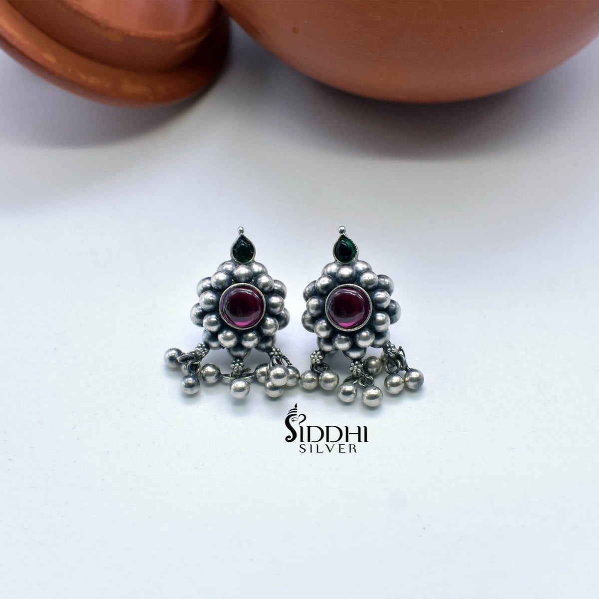 silver saaj ghat earrings