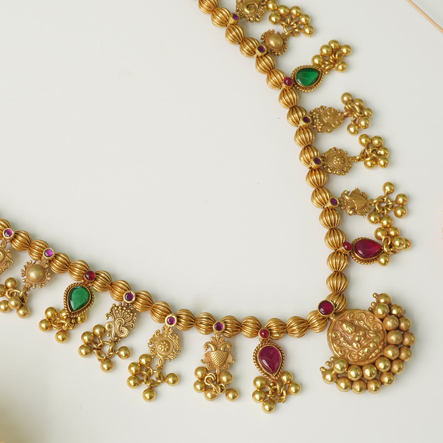 Pure 925 Silver Saaj Antique Gold Plated Vintage Pendant Design