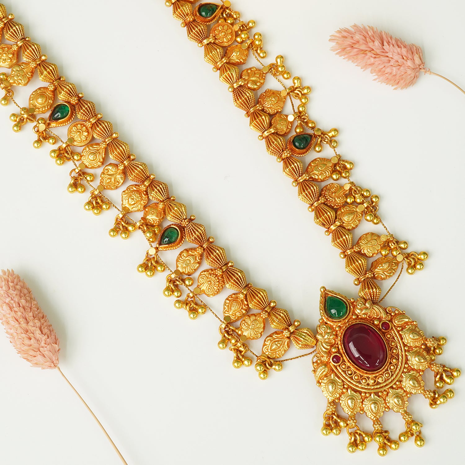 Pure 925 Silver Gold Plated Kolhapuri Saaj Necklace Design
