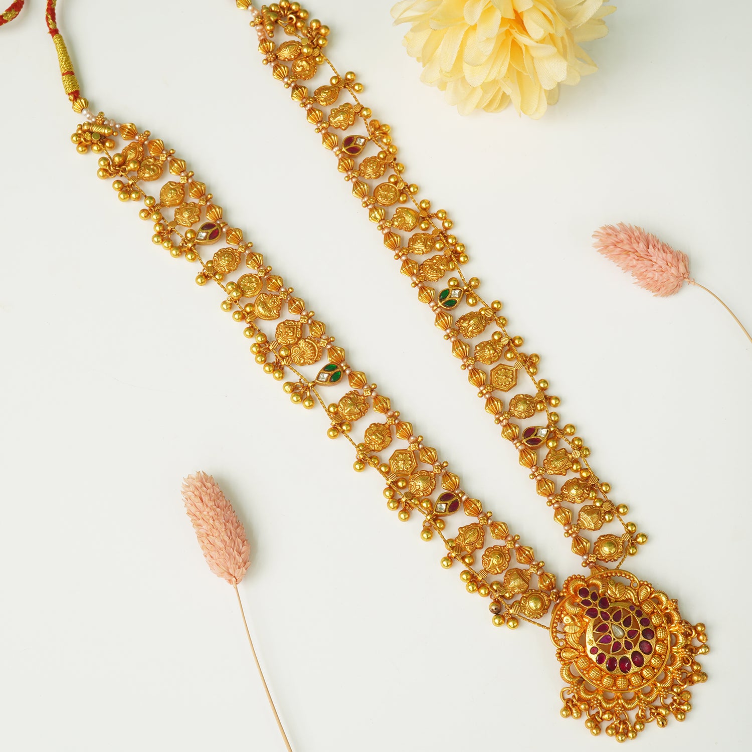 Buy Pure 925 Silver Gold Plated Kundan Fusion Kolhapuri Saaj Necklace